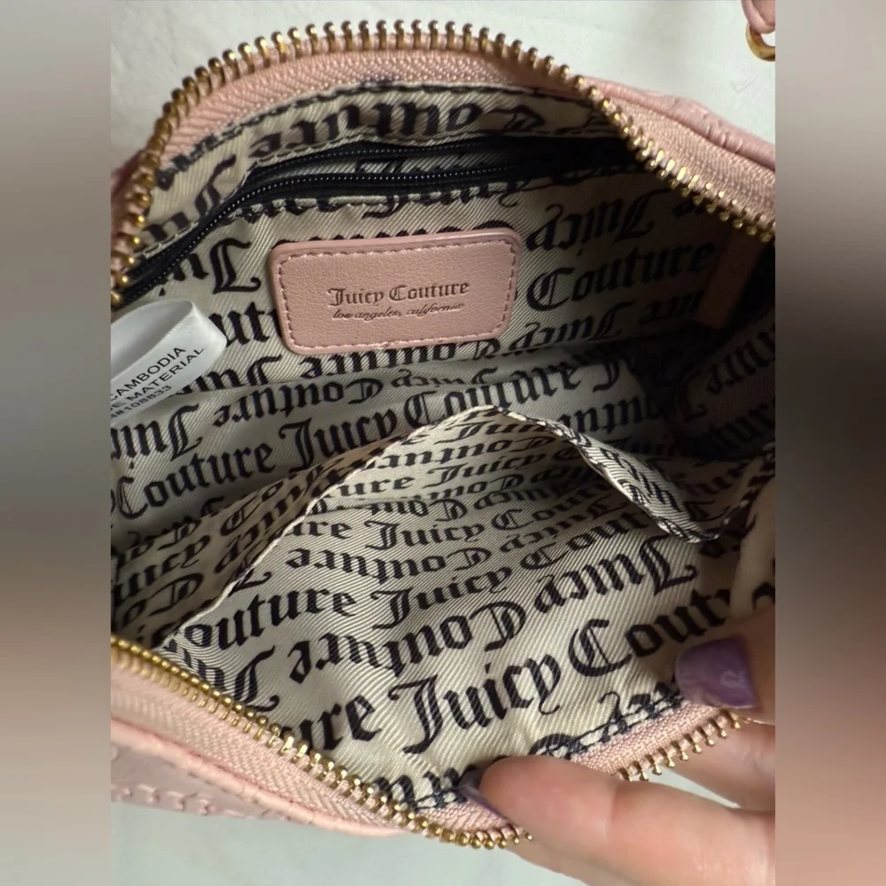 Juicy Couture Pink Diamond String of Pearls Rhinestone Hobo Crossbody